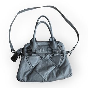 TOSCANI ITALIAN MADE SOFT GRAY LEATHER CROSSBODY/SHOULDER BAG